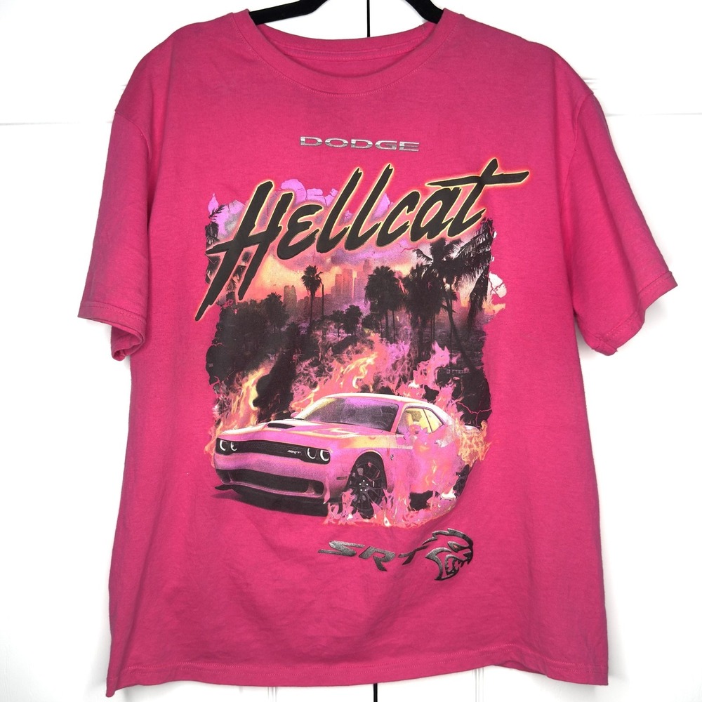 Reason Shirt Mens‎ Large Pink Dodge Hellcat Graphic Tee SRT Muscle Car Collab